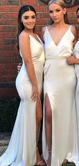 V-neck Simple Bridesmaid Dresses, Mermaid Wedding Guest Dresses, 2020 Bridesmaid Dresses - RongMoon