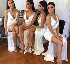 V-neck Simple Bridesmaid Dresses, Mermaid Wedding Guest Dresses, 2020 Bridesmaid Dresses - RongMoon