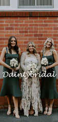 Spaghetti Strap Simple Mermaid Knee Length Bridesmaid Dresses.DB10760