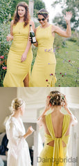 New Arrival Yellow Mermaid Bridesmaid Dress, Sleeveless Charming Sheath Bridesmaid Dress,DB10341