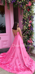 Charming V-neck Satin A-line Lace Up Back Long Prom Dresses Evening Dresses.DB10570