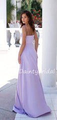 Sexy Spaghetti Strap Side Slit Long Prom Dresses Evening Dresses.DB10540