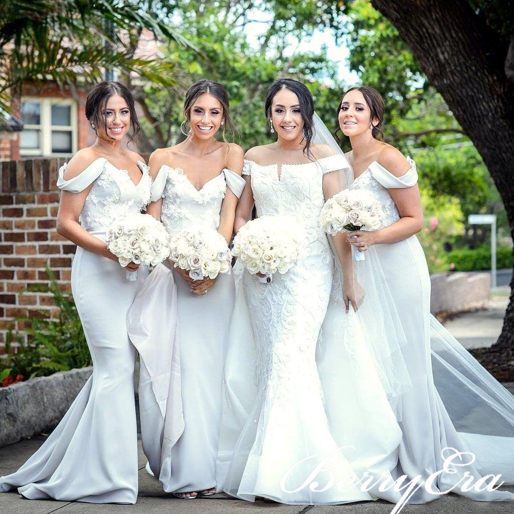 Off Shoulder Long Mermaid Apliques Bridesmaid Dresses - RongMoon