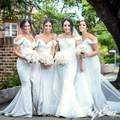 Off Shoulder Long Mermaid Apliques Bridesmaid Dresses - RongMoon
