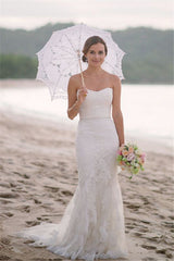 Beach Mermaid Strapless Simple Sexy Summer Lace Wedding Dresses