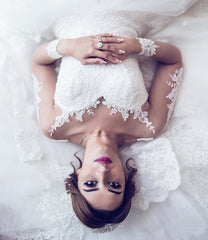 Long Train See Through Back Bride Lace Long Sleeve Ball Gown Wedding Dress