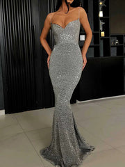 Sparkly Black Mermaid Sequins Prom Dress, DB10866