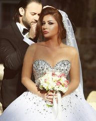 2019 Wedding Dresses Sweetheart Crystal Beaded Ball Gowns