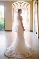 Beach Mermaid Strapless Simple Sexy Summer Lace Wedding Dresses