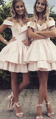 A-Line Off-Shoulder Satin Homecoming Dresses,Formal Homecoming Dresses.BD10130