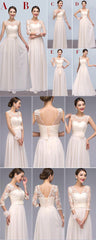 Cheap Elegant  Mismatched Chiffon Lace Long Different Styles Floor-Length Bridesmaid Dresses, WG121