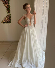 Tulle Appliques Sweetheart Cheap Beautiful Sheer Wedding Dress