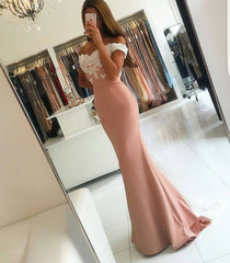 White Lace Appliques Sweetheart Court Train Mermaid Bridesmaid Dresses