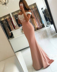 White Lace Appliques Sweetheart Court Train Mermaid Bridesmaid Dresses