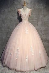 Pink tulle lace long prom dress pink tulle lace evening dress - RongMoon