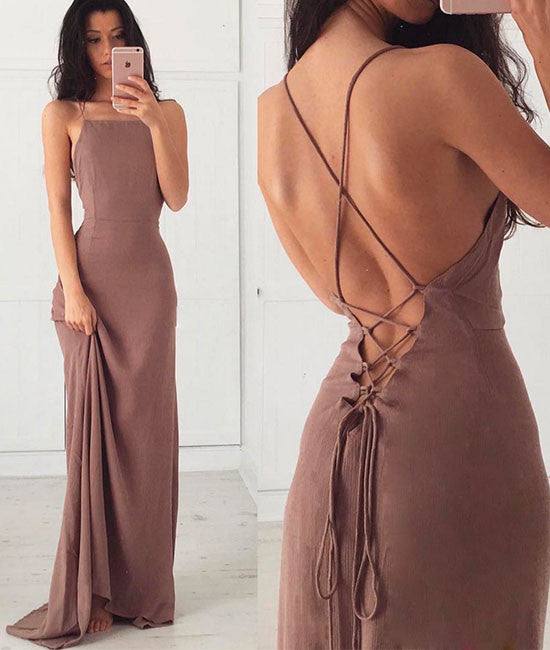 Unique backless chiffon long prom dress, evening dress - RongMoon