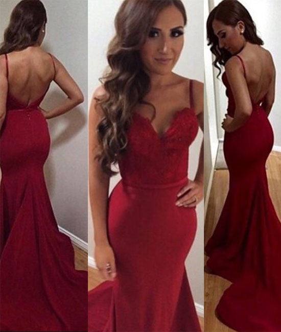 Red sweetheart neck mermaid long prom dress, formal dress - RongMoon