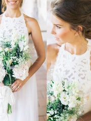 Floor Length A-Line Cheap Halter Tulle Wedding Dress