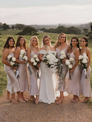 Simple Spaghetti Strap Mermaid Short Bridesmaid Dresses.DB10843