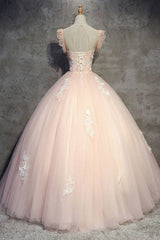 Pink tulle lace long prom dress pink tulle lace evening dress - RongMoon