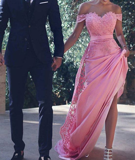 Unique Chiffon Lace Sweetheart Long Prom Dresses, Bridesmaid Dress - RongMoon