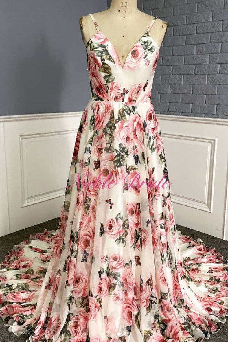 Simple v neck satin long prom dress evening dress - RongMoon