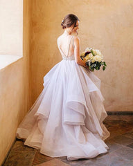 Embroidery Beading Organza Ruffles Princess Wedding Dresses 2022