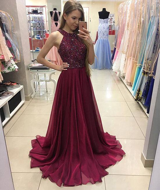 Deep gray chiffon long prom dress, deep gray evening dress - RongMoon