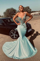 Sparkling Mermaid Juniors Sleeveless Beads Appliques Mint Prom Dress