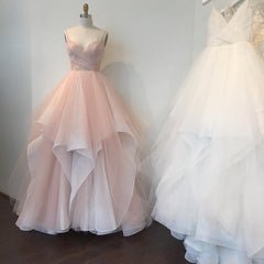 V Neck Organza Ruffles Princess Wedding Gowns 2017 Sexy