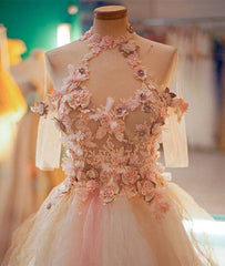 Cute tulle lace applique short prom dress, cute homecoming dress - RongMoon
