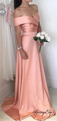 Off The Shoulder Bridesmaid Dresses, A-line Prom Dresses, Wedding Guest Dresses - RongMoon