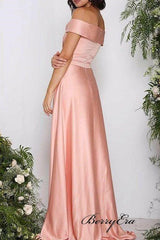Off The Shoulder Bridesmaid Dresses, A-line Prom Dresses, Wedding Guest Dresses - RongMoon