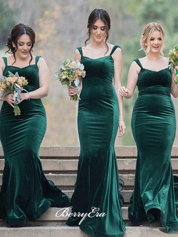 Mermaid Design Wedding Bridesmaid Dresses, Velvet Bridesmaid Dresses - RongMoon