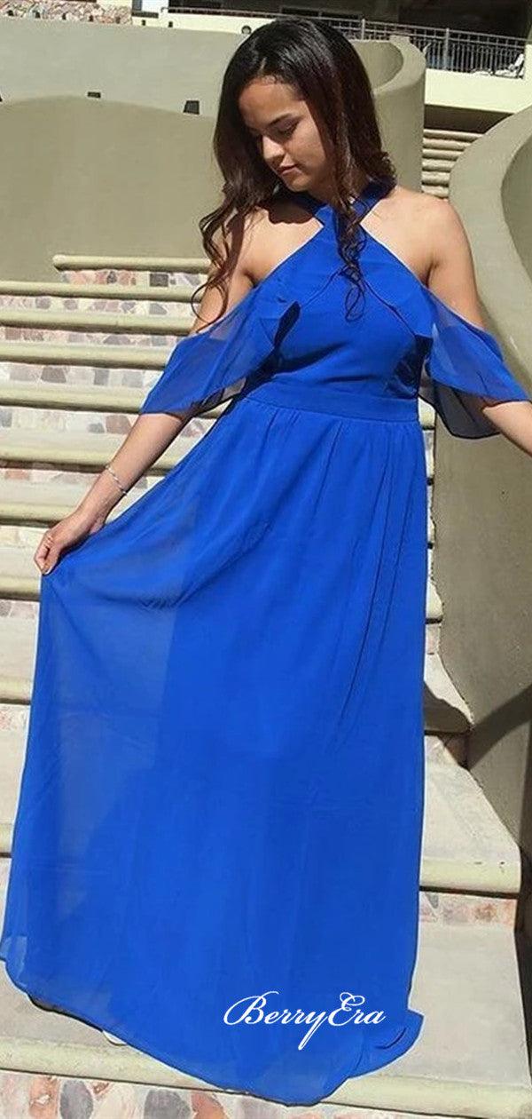 Off The Shoulder Wedding Guest Dresses, Halter Design Bridesmaid Dresses - RongMoon