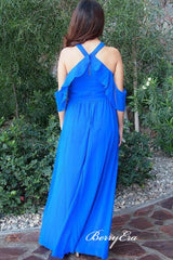 Off The Shoulder Wedding Guest Dresses, Halter Design Bridesmaid Dresses - RongMoon
