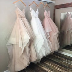 V Neck Organza Ruffles Princess Wedding Gowns 2017 Sexy