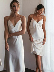 Spaghetti V-neck Bridesmaid Dresses, Popular Bridesmaid Dresses, Bridal Party Dresses - RongMoon