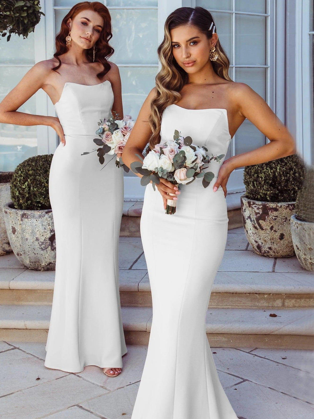 Strapless Long Mermaid Ivory Jersey Bridesmaid Dresses, Wedding Guest Dresses, Bridesmaid Dresses - RongMoon