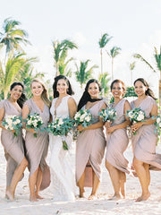 Simple Sexy V-neck Sleeveless Mermaid Slit Wedding Party Dresses Bridesmaid Dresses.DB10705