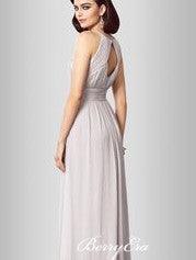 Key Hole A-line Pink Chiffon Long Bridesmaid Dresses - RongMoon