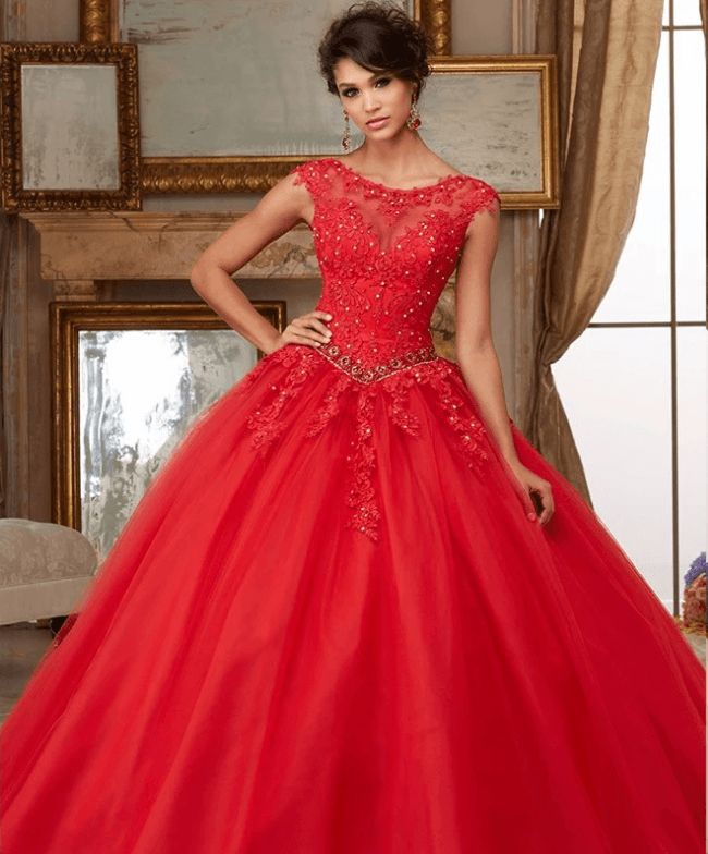 Pink Puffy Cheap Quinceanera Dresses Ball Gown Cap Sleeves Tulle Lace Beaded Crystals Sweet 16 Dresses - RongMoon