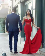 Sexy Sweetheart Mermaid Corset Prom Dresses Two Piece
