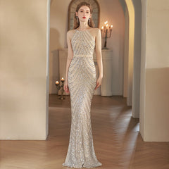 Halter Sequin Trumpet Mermaid Prom Dress
