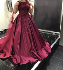 Vintage Lace Cap Sleeves Long Satin Burgundy Wedding Dresses Ball Gowns