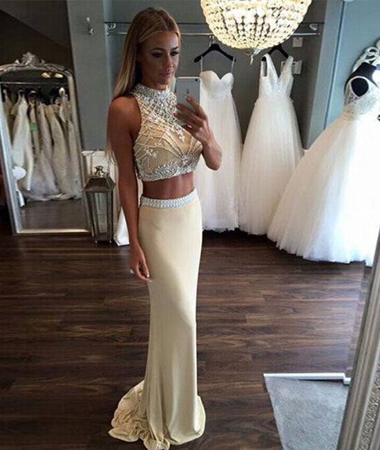 Custom Made 2 Pieces Chiffon Long Prom Dresses, Formal Dress - RongMoon