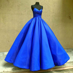 Spaghetti Straps V-neck Ball Gowns Satin Wedding Dresses