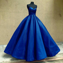 Spaghetti Straps V-neck Ball Gowns Satin Wedding Dresses