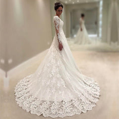 Vintage Lace Wedding Dresses Princess Long Sleeves Bridal Gowns
