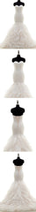 Popular Sweetheart Strapless Lace Up Mermaid White Lace Chiffon Bubble Skirt Wedding Dresses, WD0178